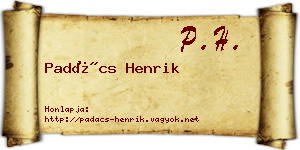Padács Henrik névjegykártya